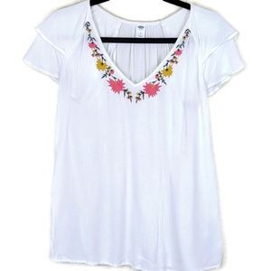 4/25 Old Navy Floral Embroidered Blouse sz S